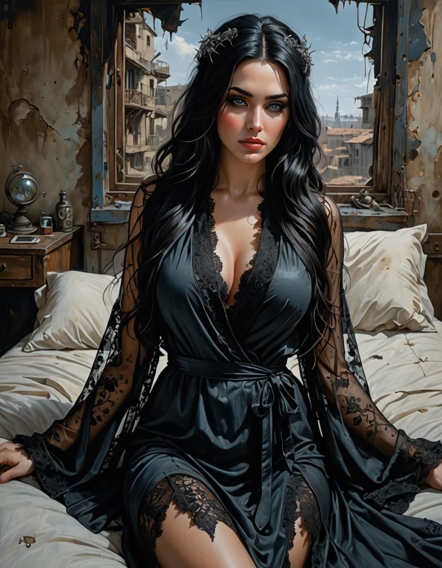 Post-Apocalyptic Girl in Detailed Acrylic Painting