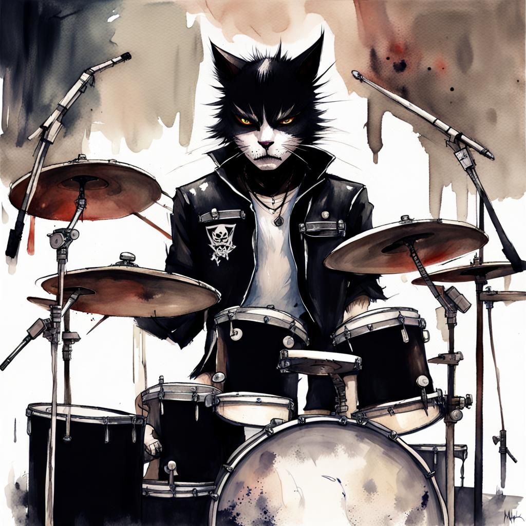 Black Metal Cat Drummer Rocks the Stage