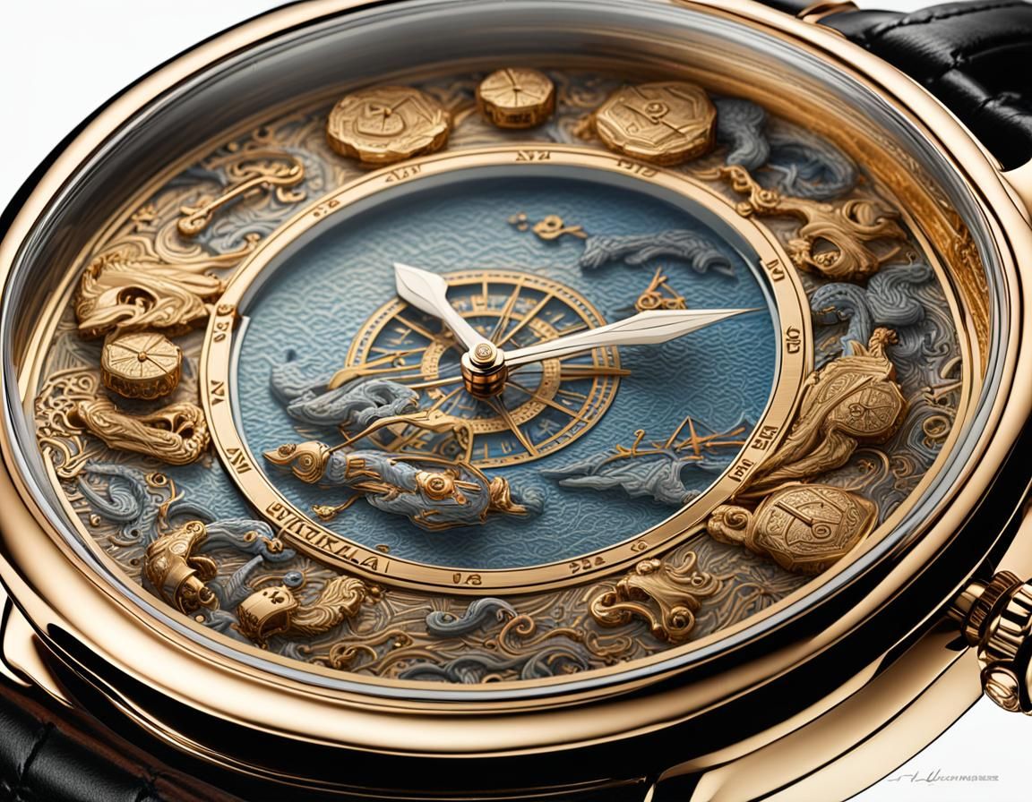 Luxury Watch Displaying Valhalla in Hyperrealistic Detail