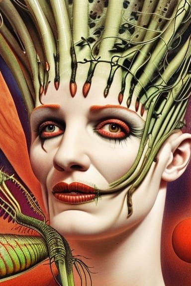 Botanical Illustration of Fantastic Creatures and Venus Fly ...