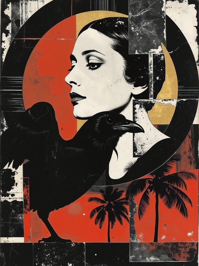 Vintage-Inspired Digital Art of a Flapper Girl in a Geometri...