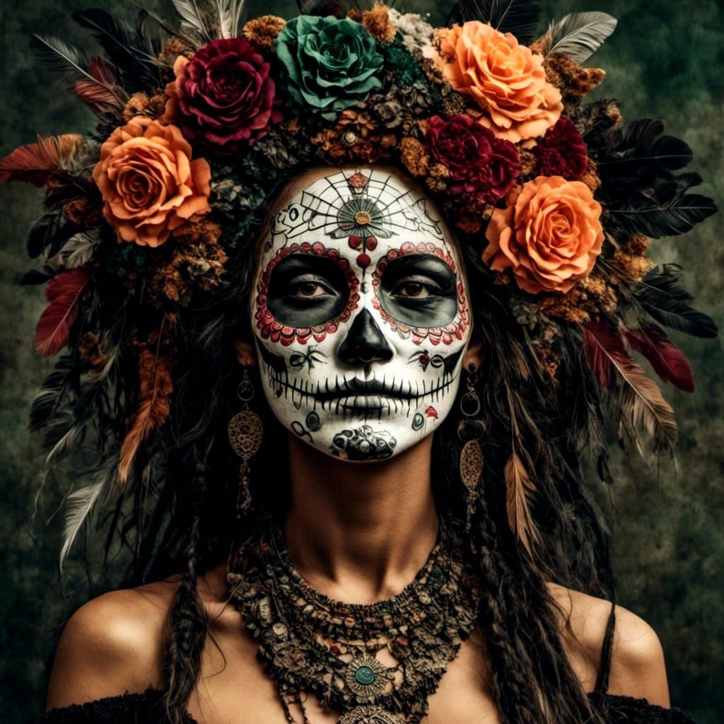<lora:Calavera Patchwork1:1.0> <lora:SugarSkullMemorials:1.0...