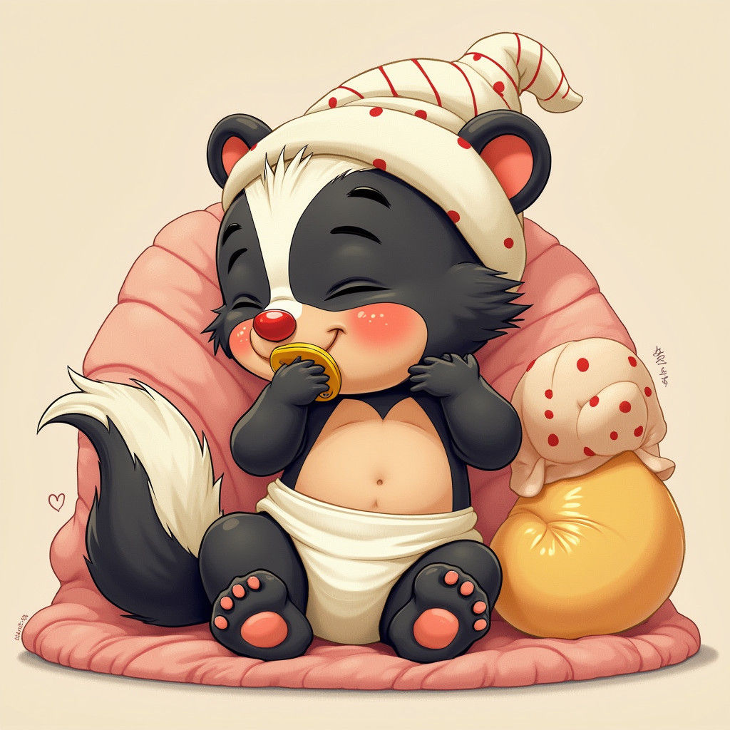 Pepe Le Pew as Baby in Cartoon Style