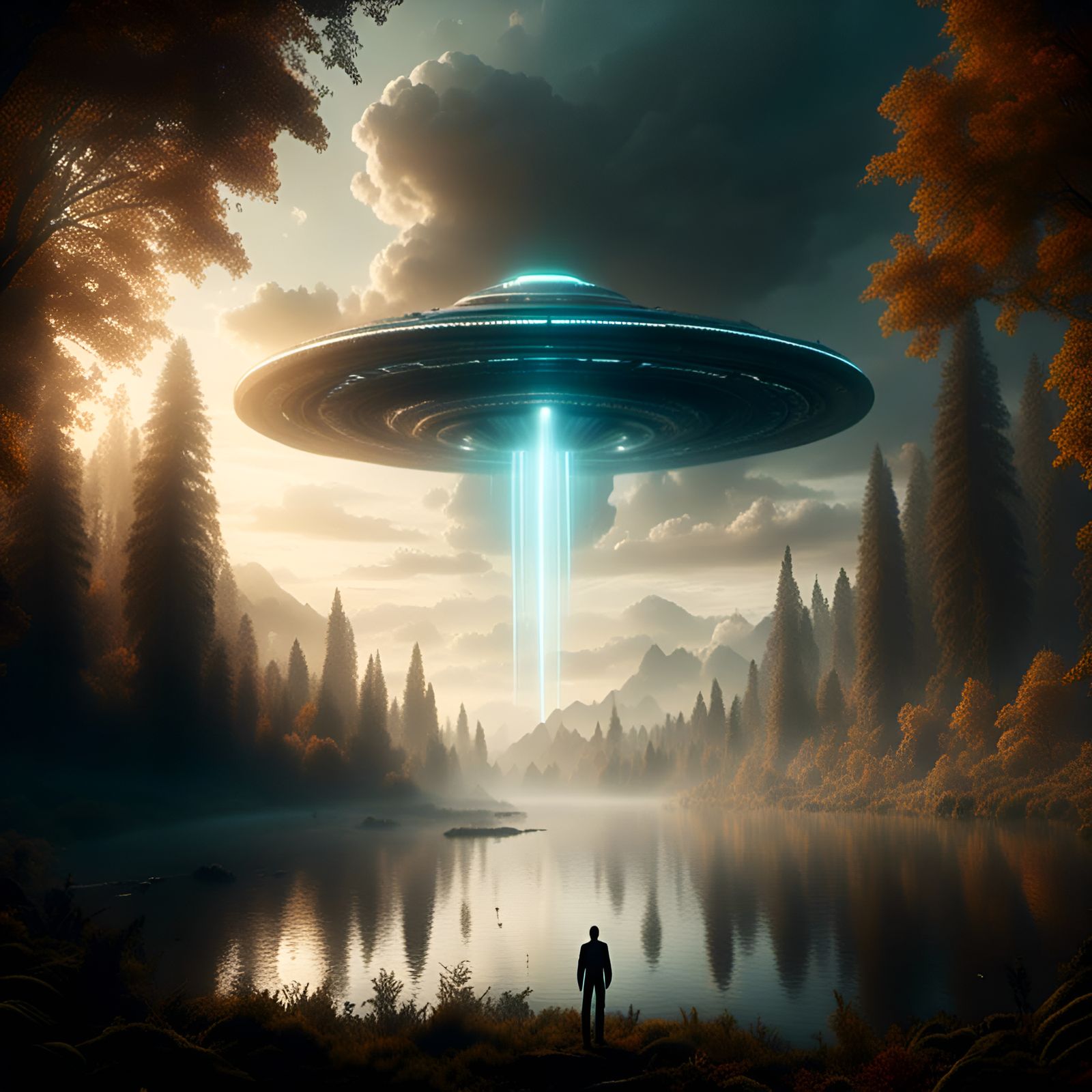 Real Epic UFO Floating Over Water