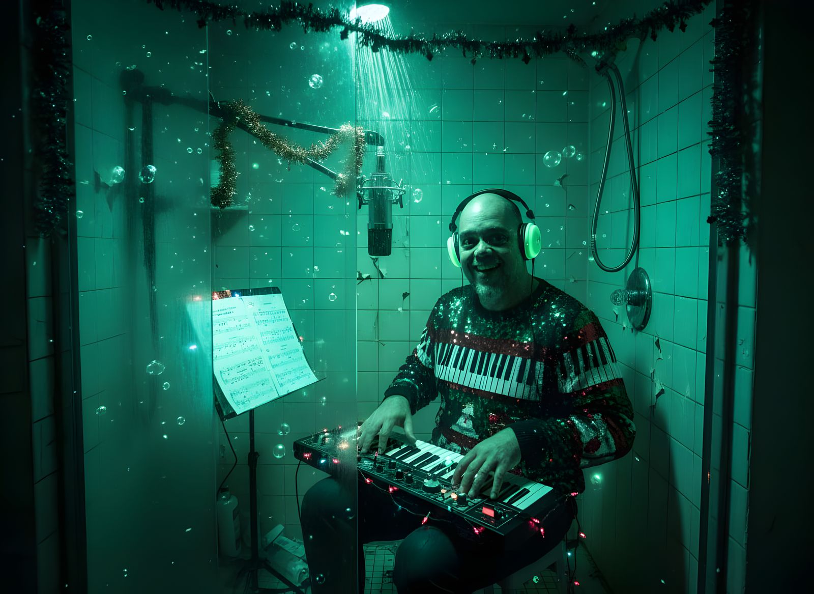Synth Pop Christmas Album Recording in Radioactive Shower
