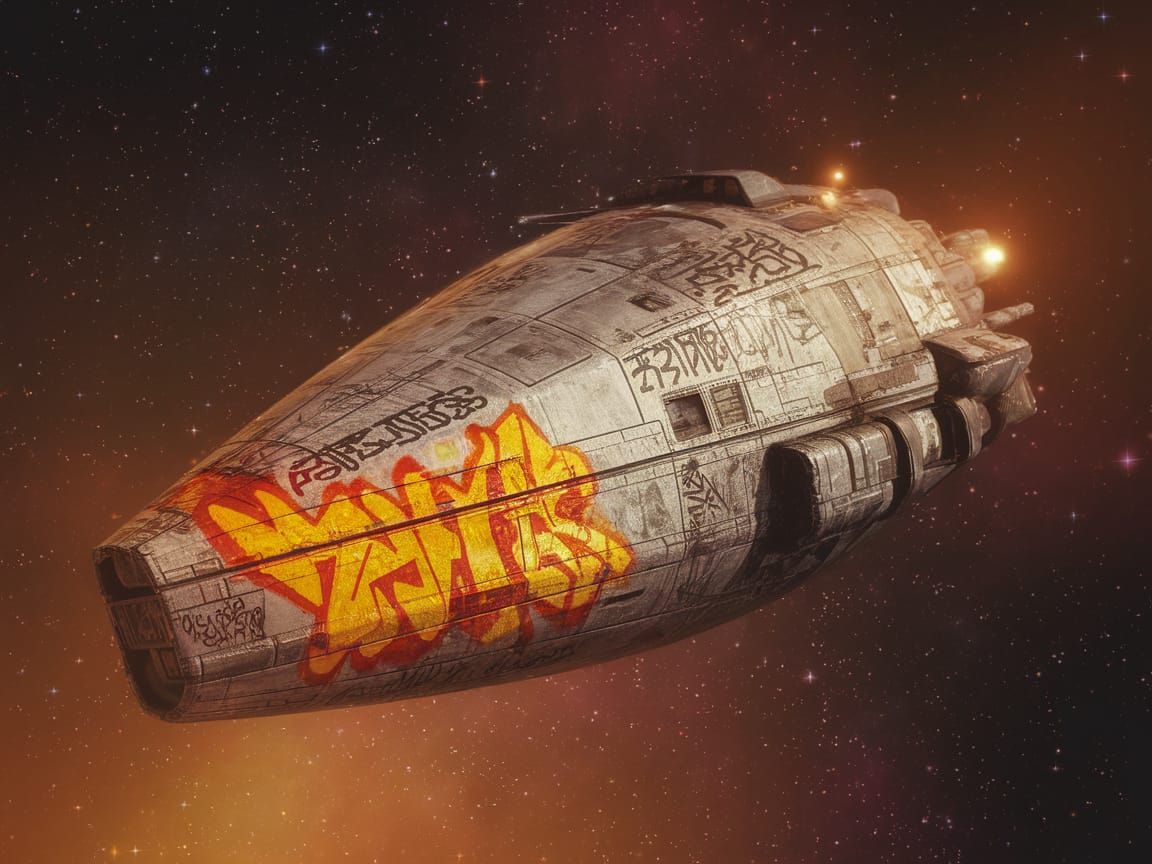 A Dilapidated Spaceship in Cosmic Abandon