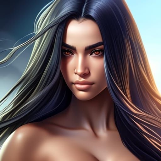 Beautiful Latina Girl Close-Up in Hyperrealistic Style