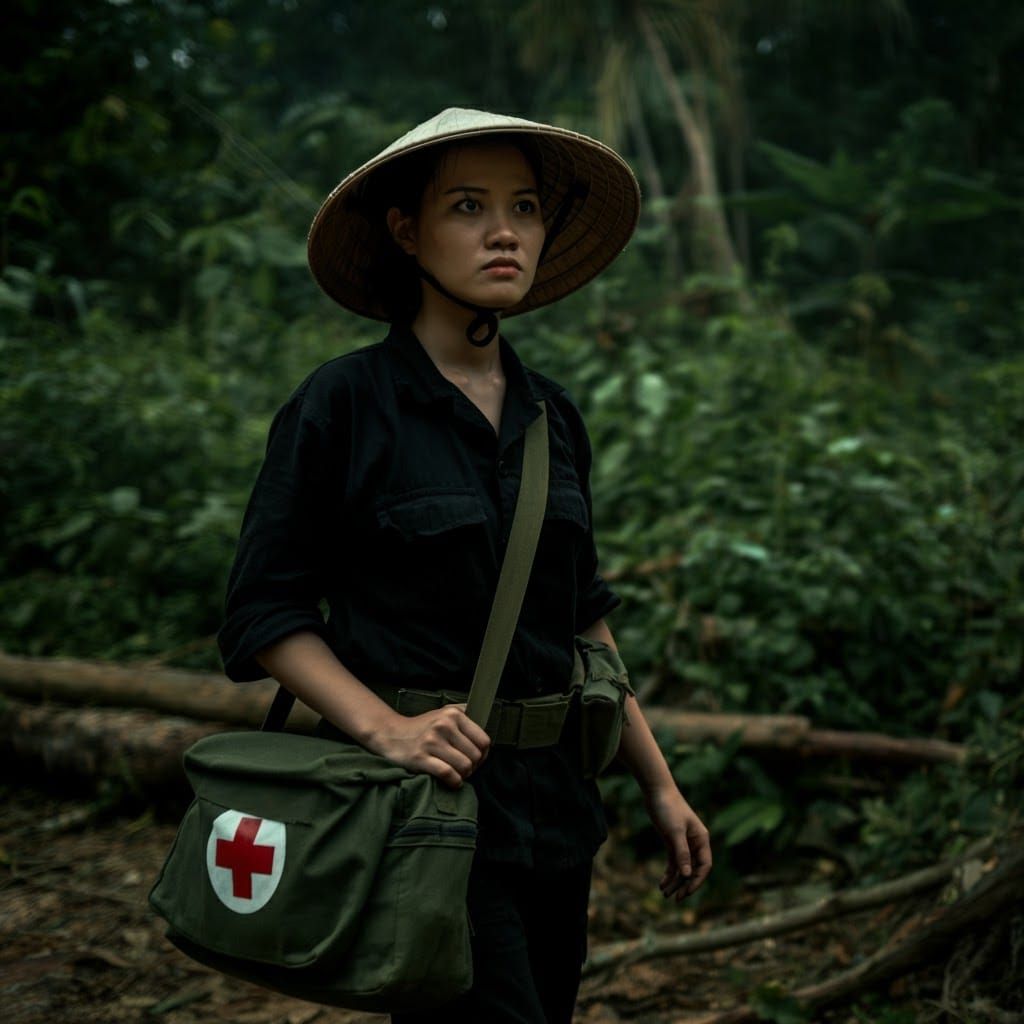 Viet-Cong Medic in Jungle: Cinematic Film Still