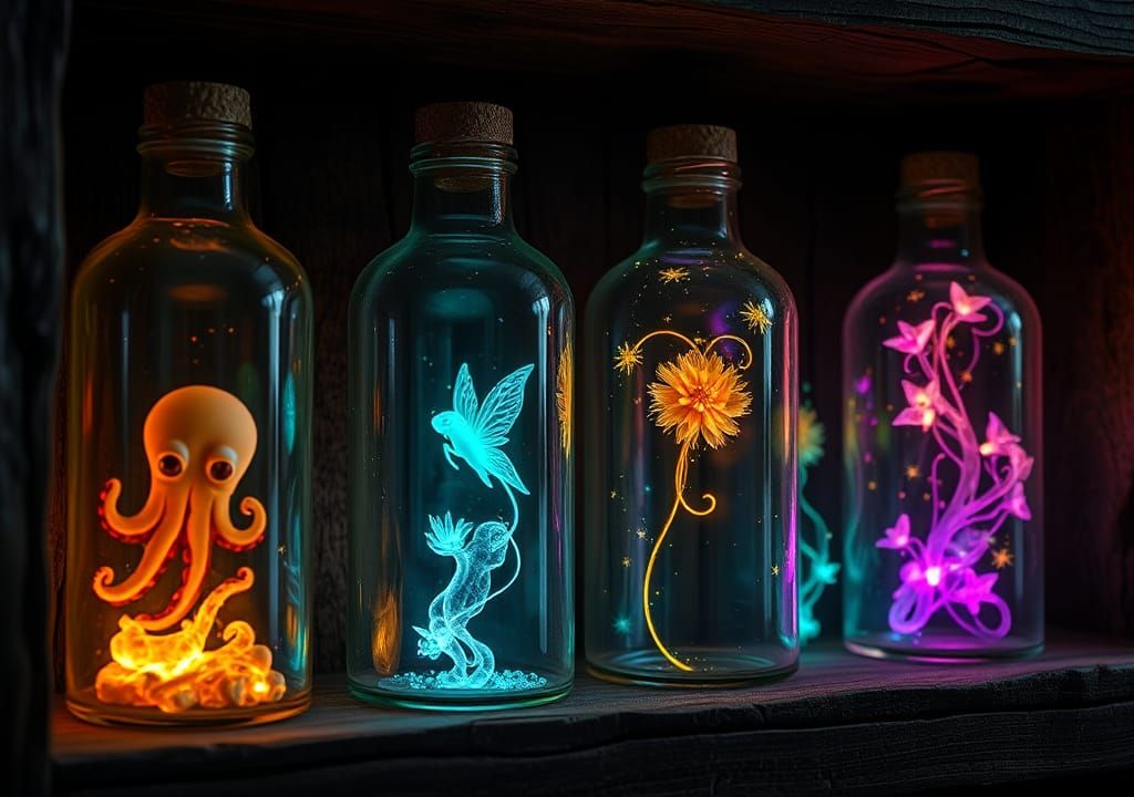 Trapped Spirits in Bottles, Fantasy Horror Masterpiece