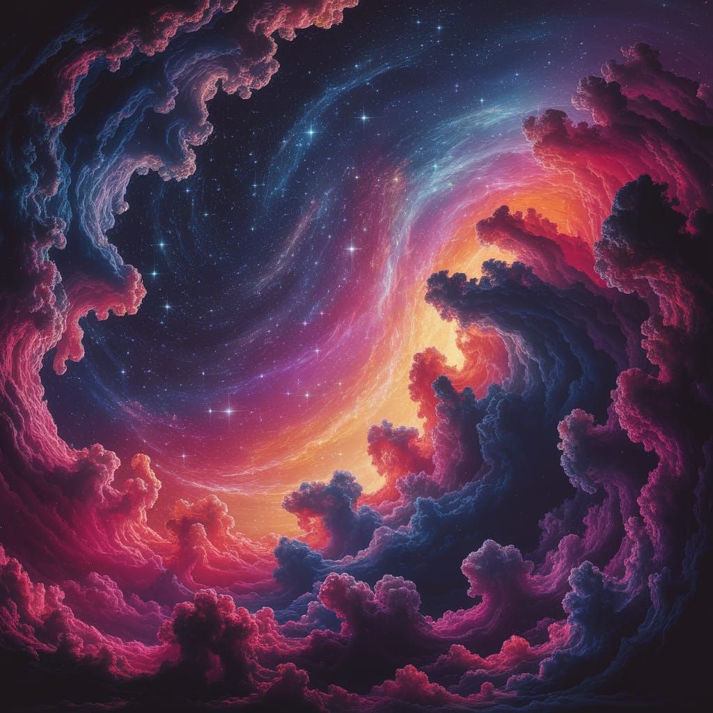 Detailed Matte Painting of a Starry Night Sky