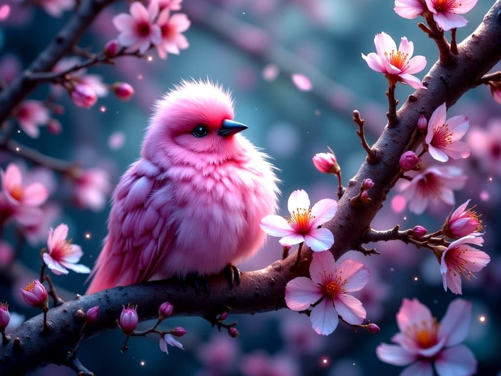 Fluffy Pink-Bird