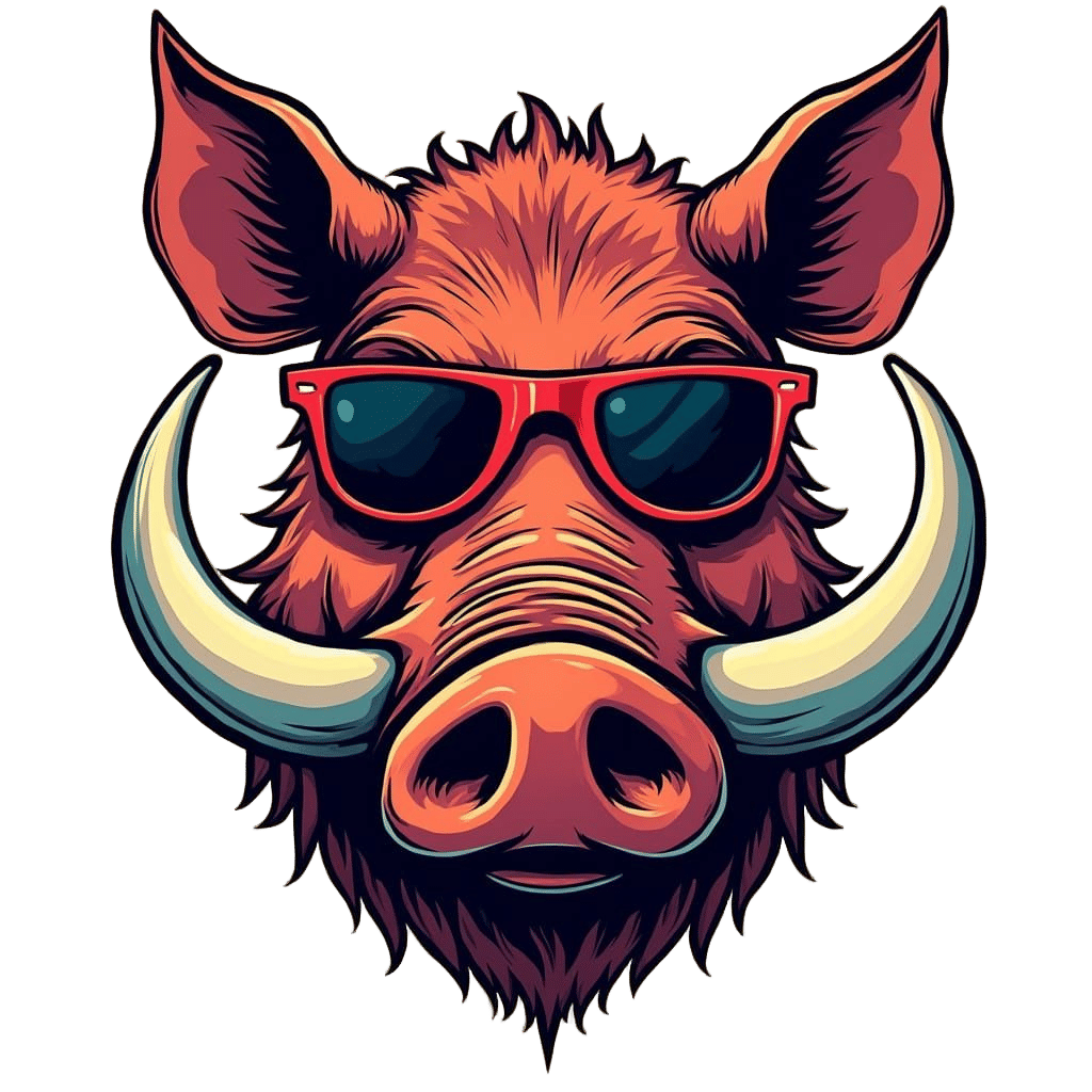 Warthog Head with Tusks and Sunglasses