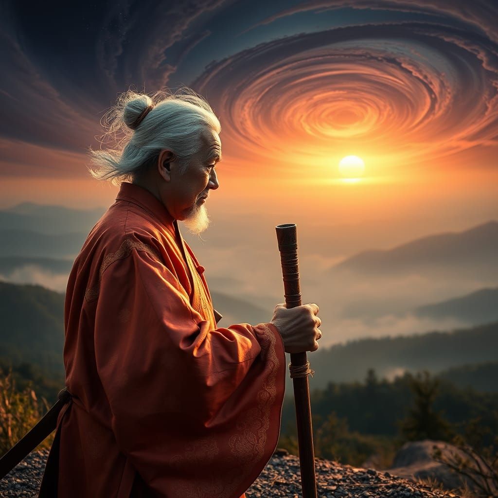 Kung Fu Master Walks to Horizon