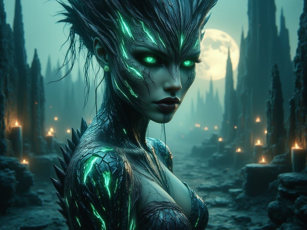 Dragon Woman Hybrid in Royo-Inspired Oil Painting