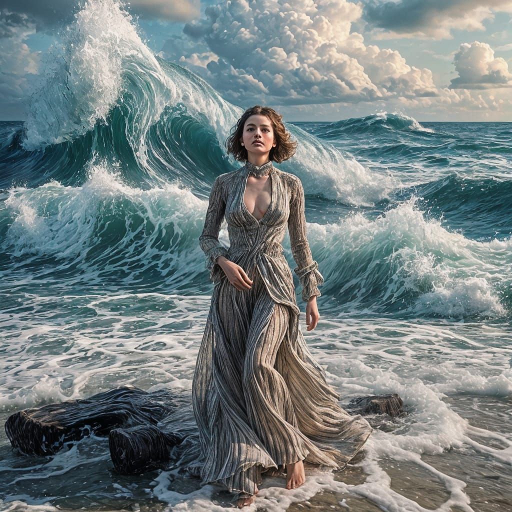 Surreal Waves of Time Crashing: Psychedelic Digital Art