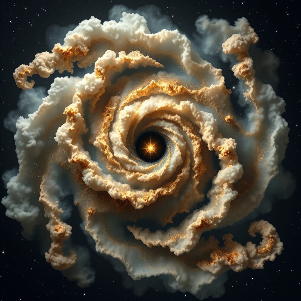 Hyperrealistic Spiral Nebula with Golden Star in 4K
