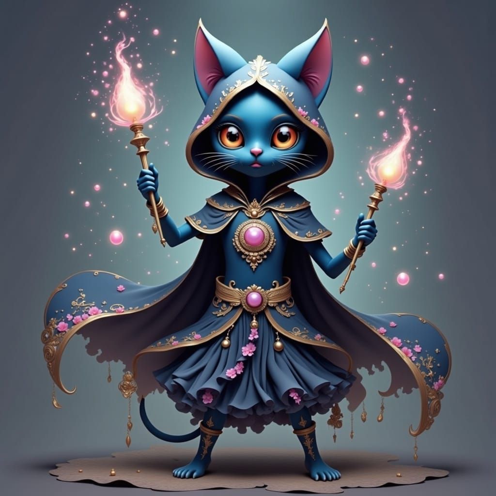 Whimsical Goddess of Prosperity with Magical Maneki Neko Aur...