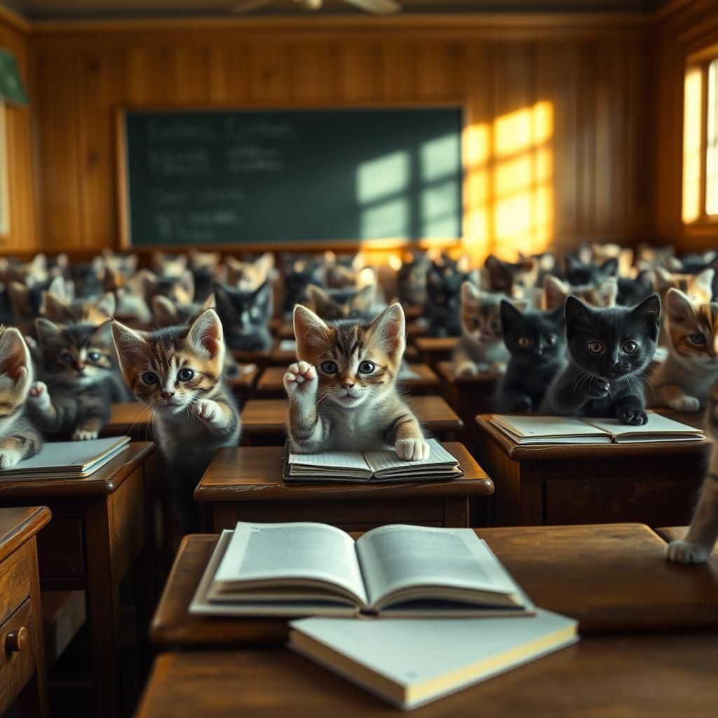 Kitten Classroom in Photorealistic Detail