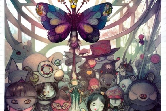 Ornate Kindergarten Scene in Comicbook Style