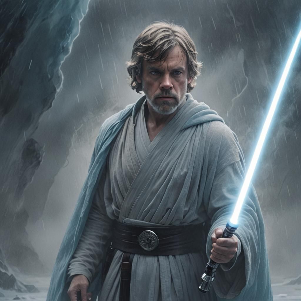 Ethereal Lightsaber Portrait in Moody Lighting