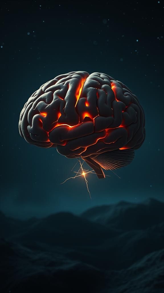 Dreamscape Brain with Fading Light: Cinematic Film Still