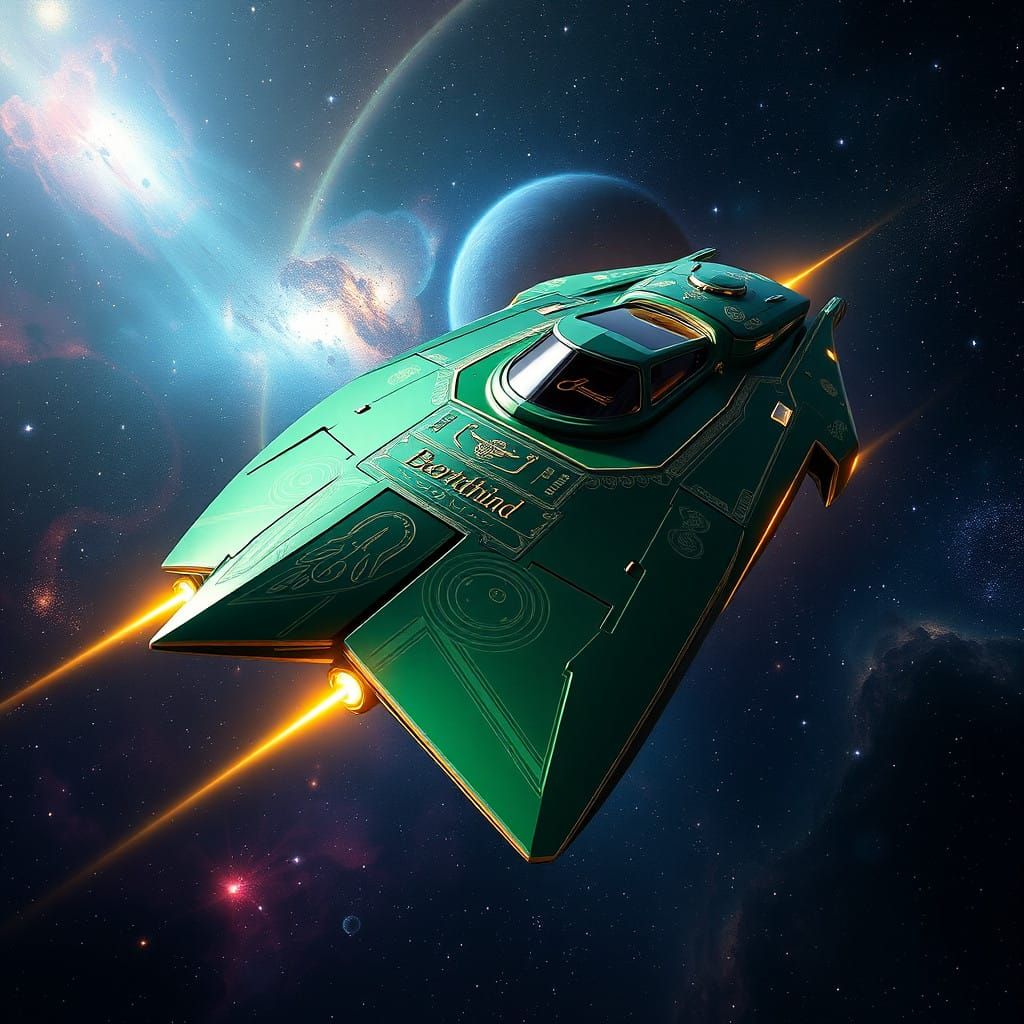 Majestic Ondergoshian-Class Starship Soars Through Cosmic Ex...