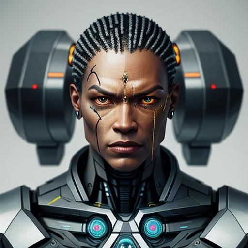 Hyperreal Cyborg with Human Head