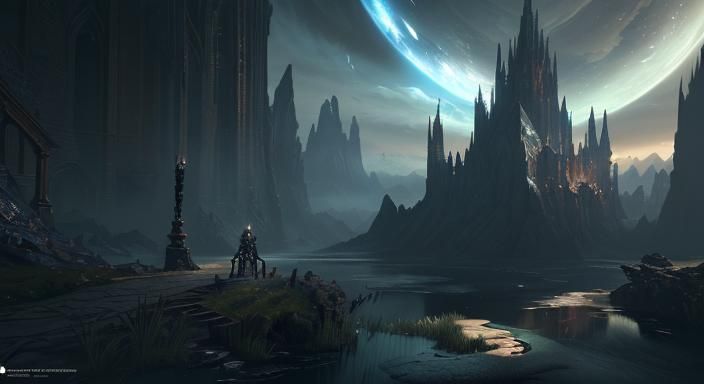 Detailed Dark Academia Fantasy Landscape in 8K