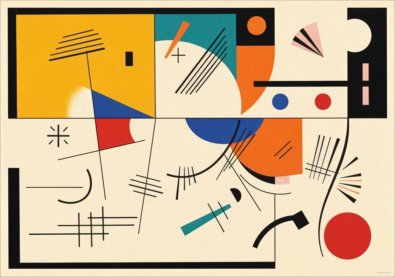 Vibrant Abstract Art of Shapes and Lines in Kandinsky Style