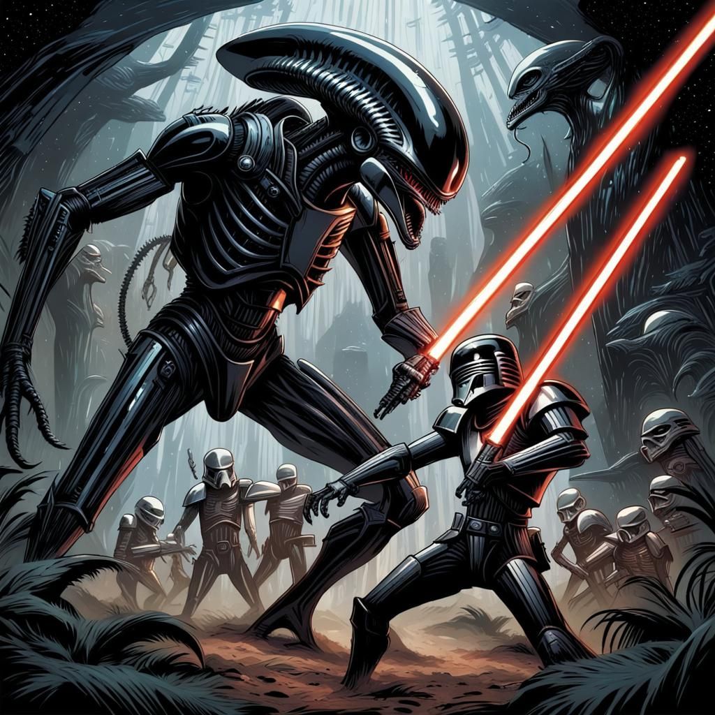 Xenomorph Alien Versus Star Wars: Comic Book Art
