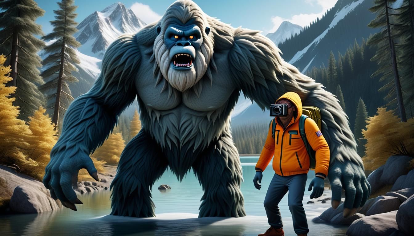 Terrified Tourist Meets Bigfoot: 3D Render