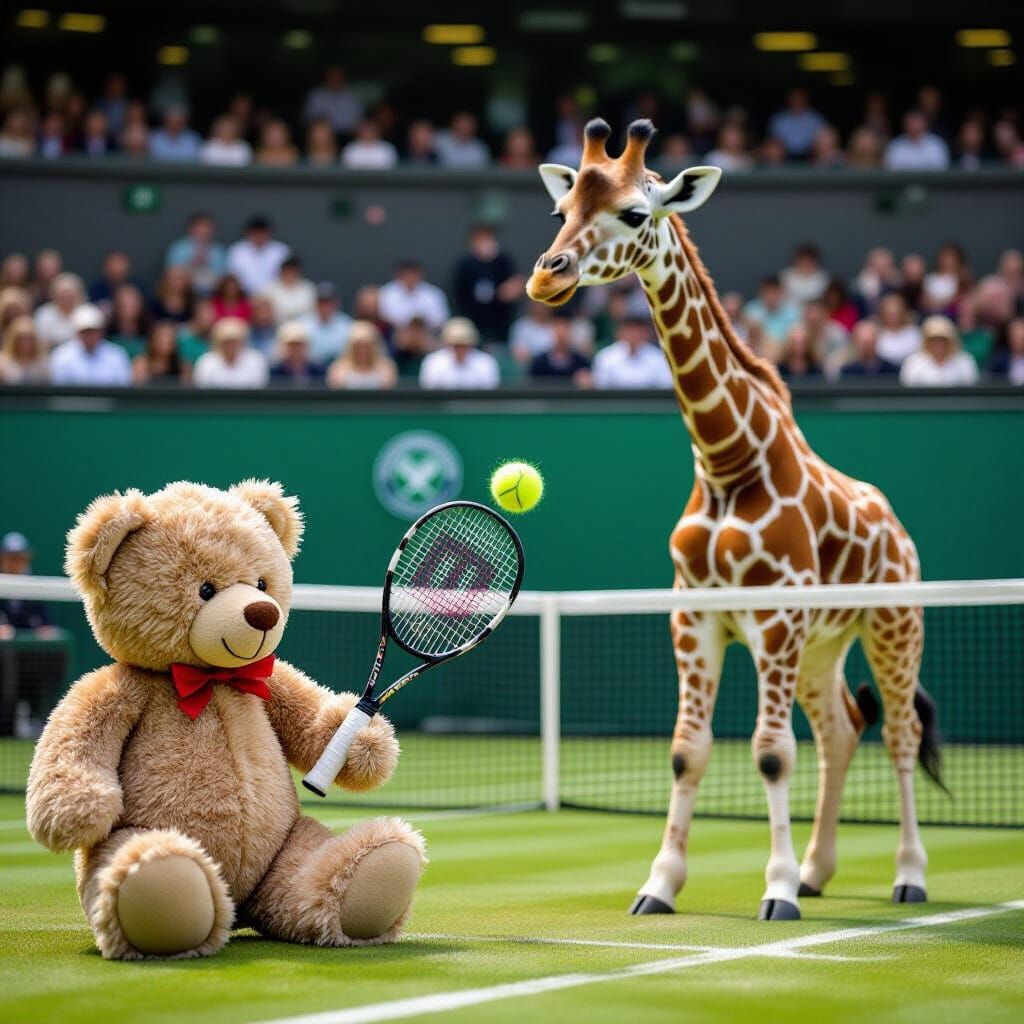 Teddy Bear vs Giraffe at Wimbledon