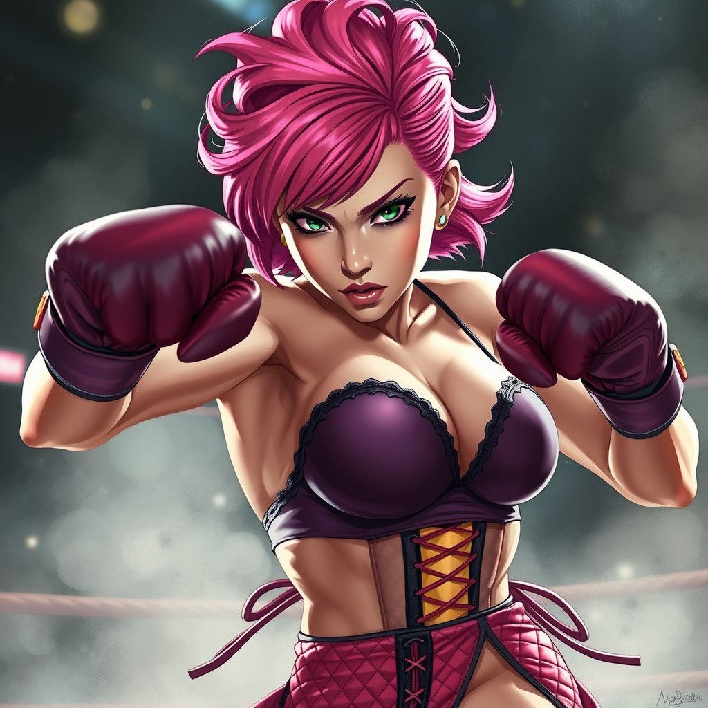 Futuristic Pin-Up Beauty Throws a Punch in a Dreamy Boxing M...