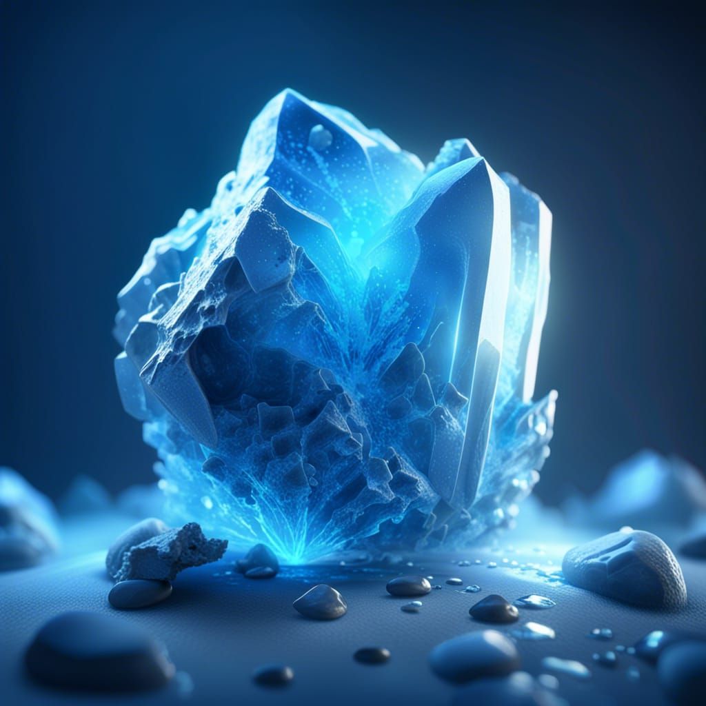 Icy Blue Stone Radiating Light: 3D Game Art