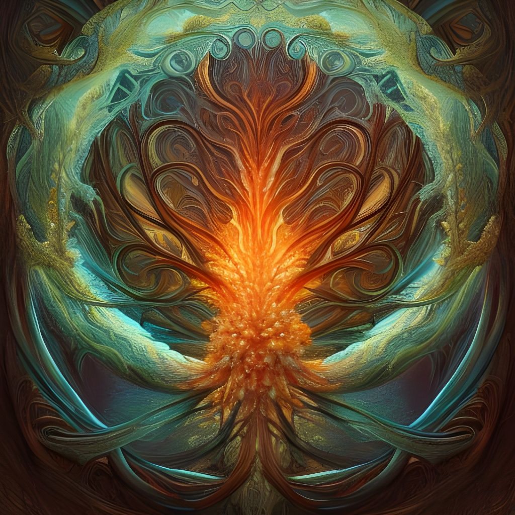 Fiery Tree of Life in Hyperdetailed Fractal Art