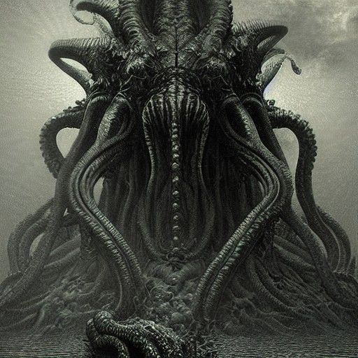 Cthulhu in Cyberpunk Horror Style