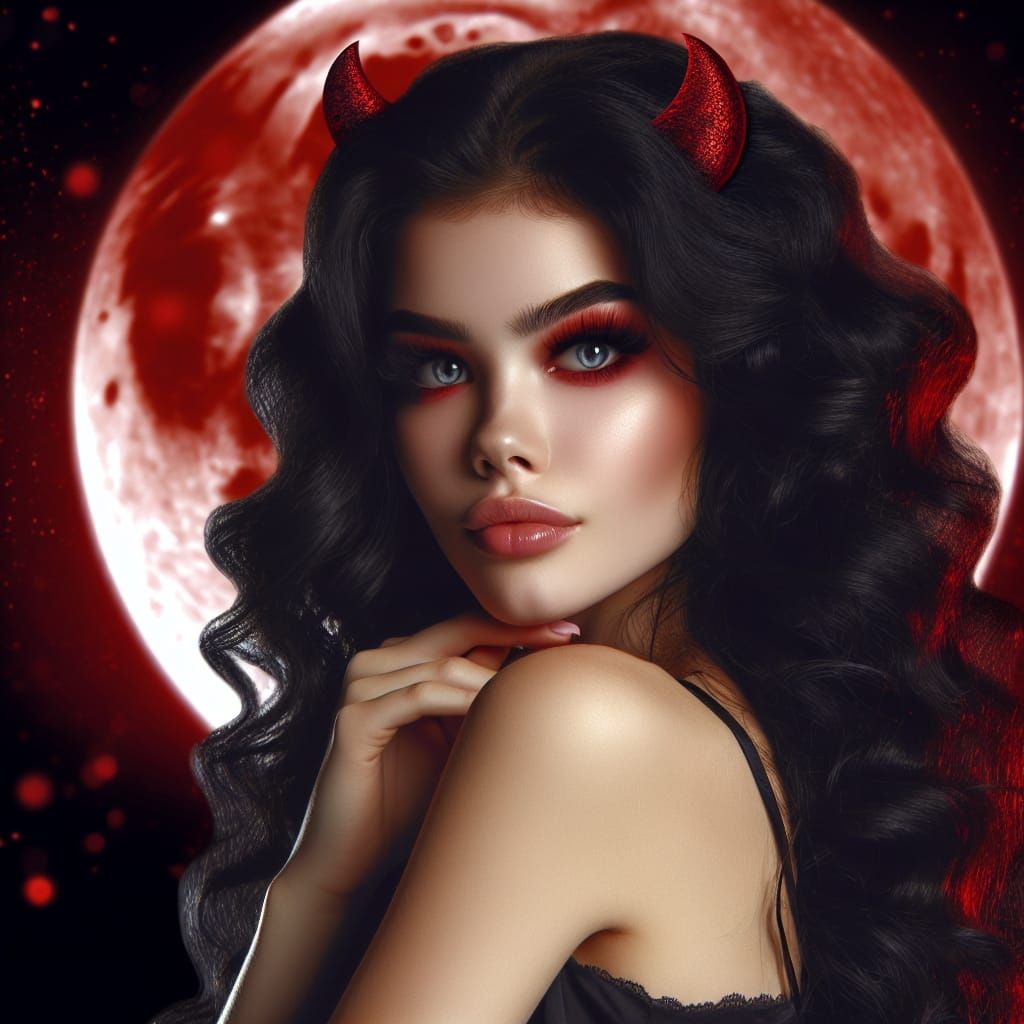 Devil Woman with Red Moon
