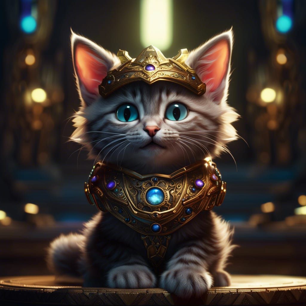 Cute Kitten with Halo: Detailed Matte Painting