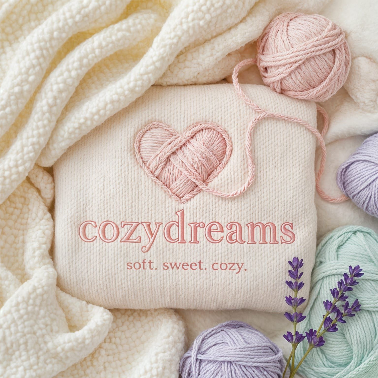 CozyDreams Logo: Elegant Yarn Heart Vector Design