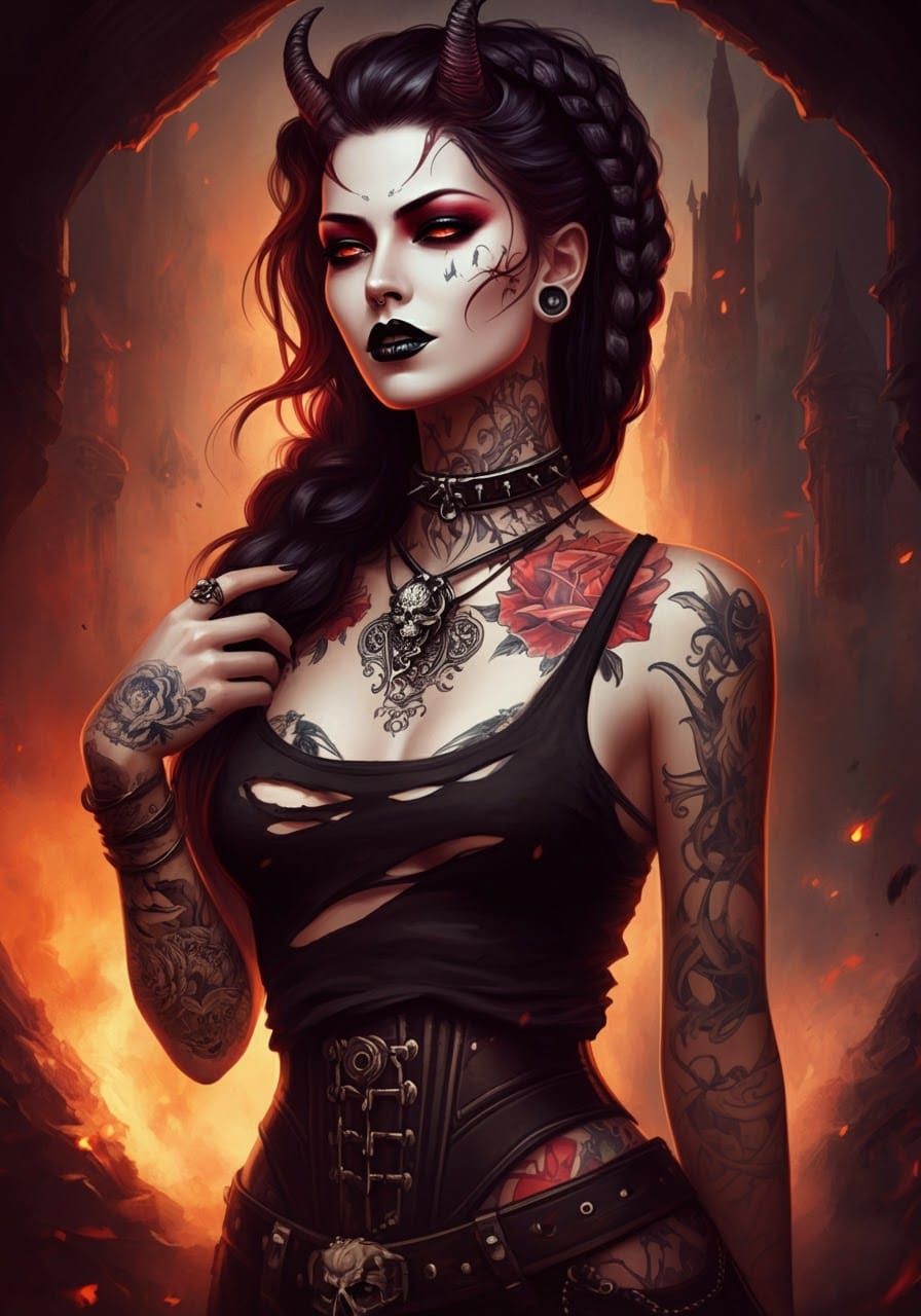 Dark Gothic Hell Princess in Mystical Realm