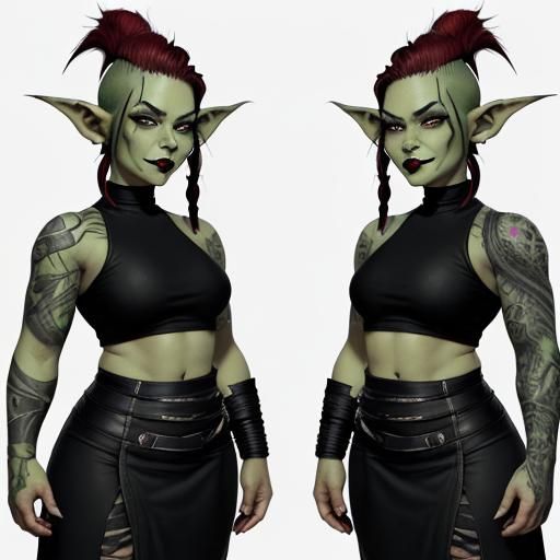 Green Goblin Warrior Mage with Arcane Tattoos