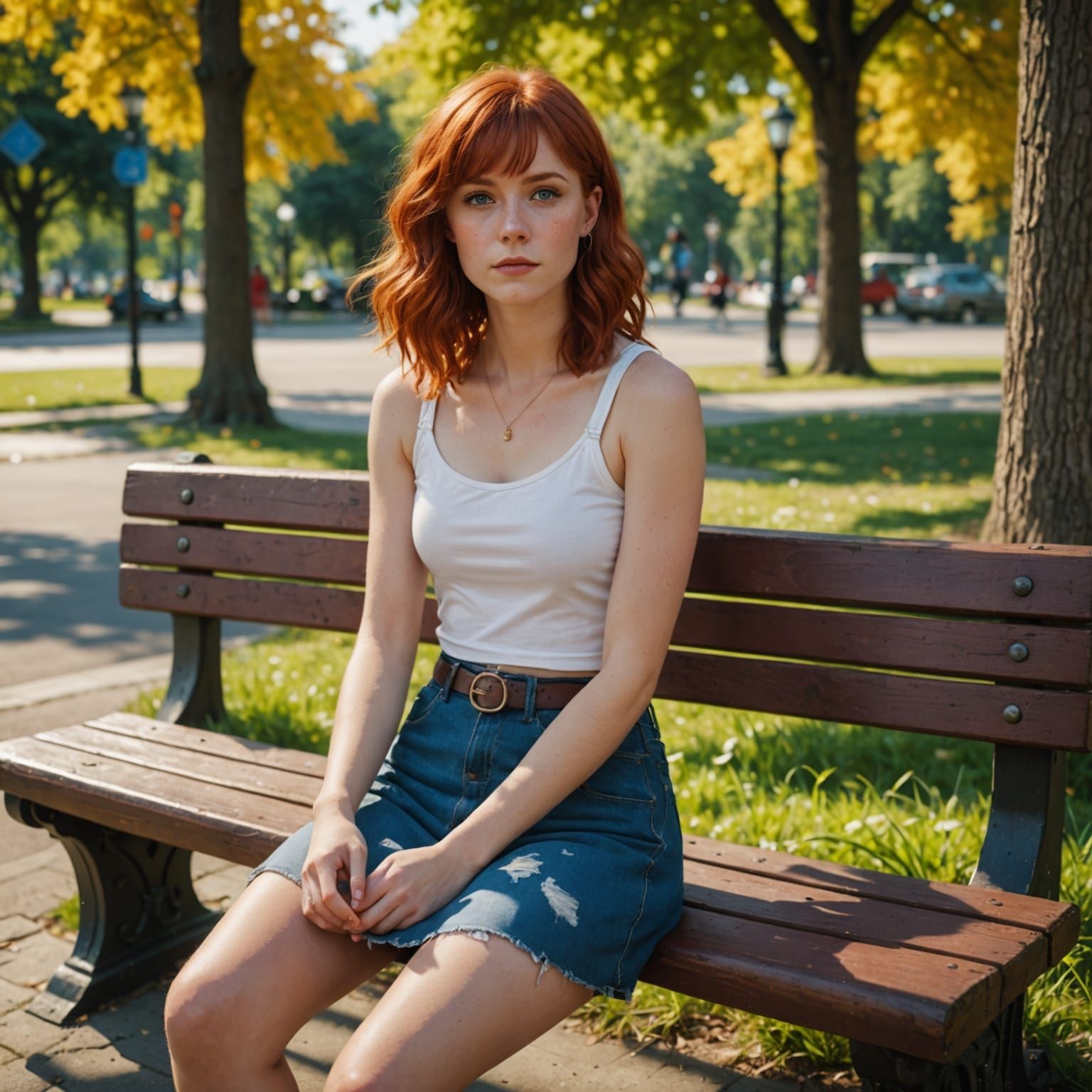 Fantastical Park Scene in Vibrant Colors