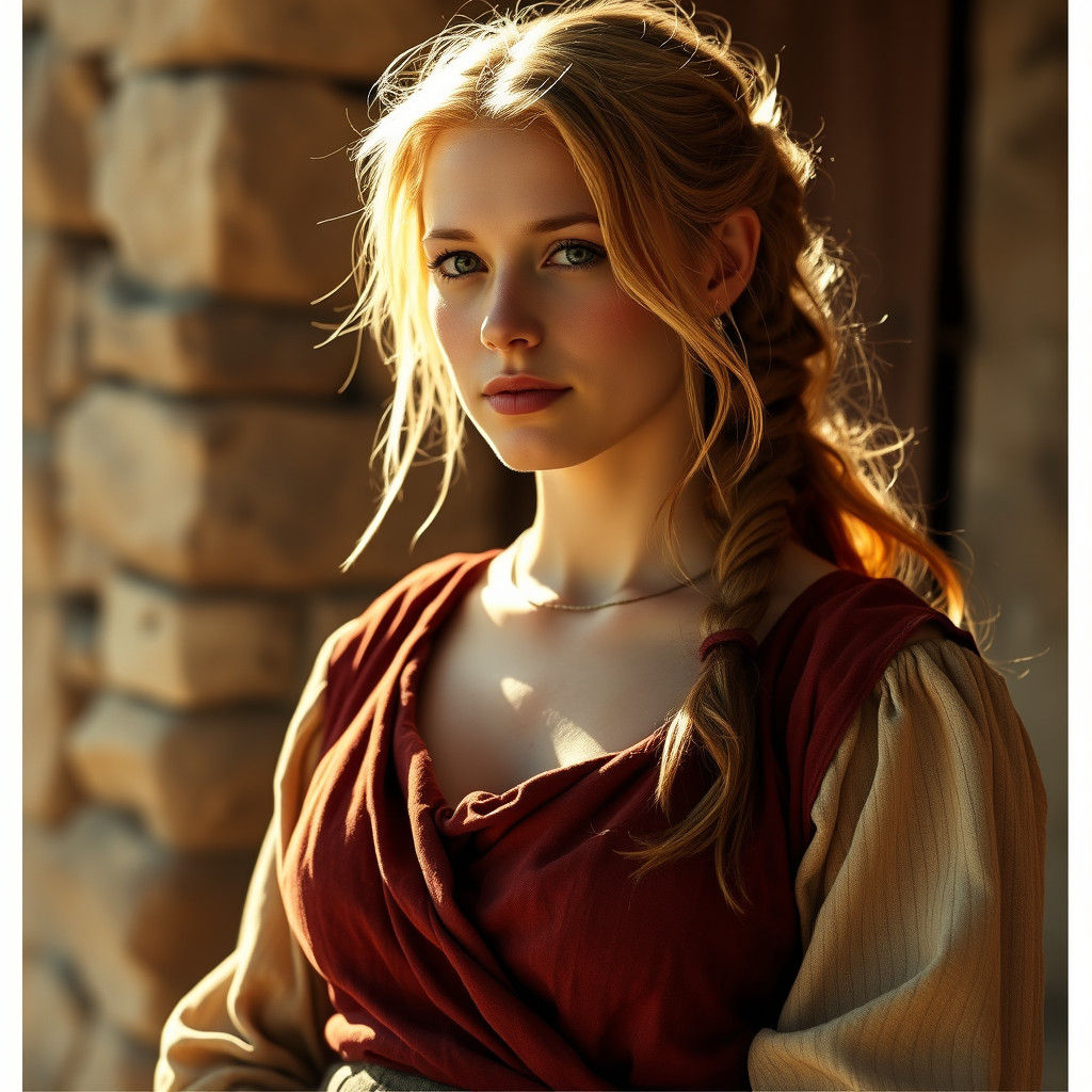 Spanish Peasant Woman in Golden Light, Cinematic Style