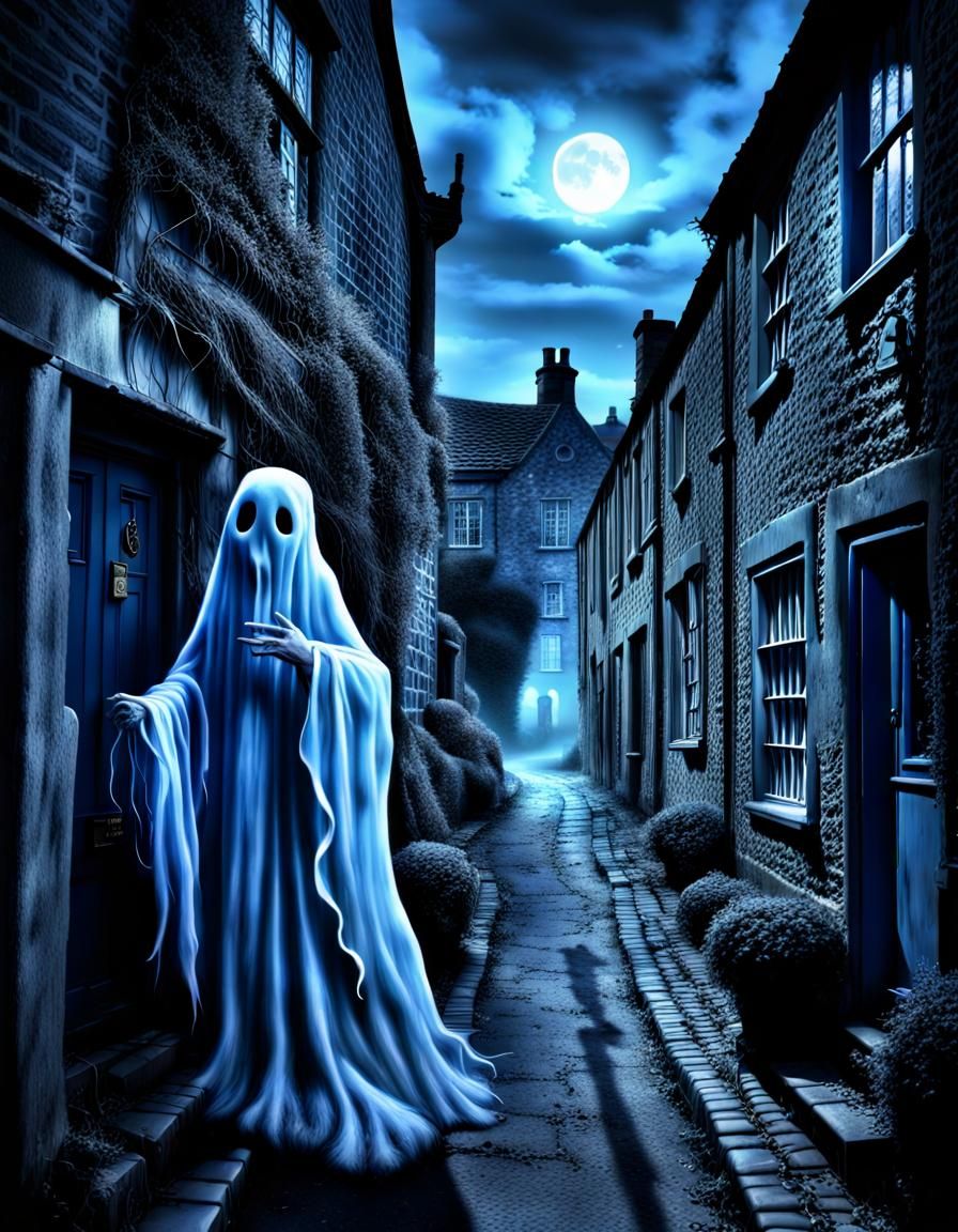Haunted English Village Street with Ghosts