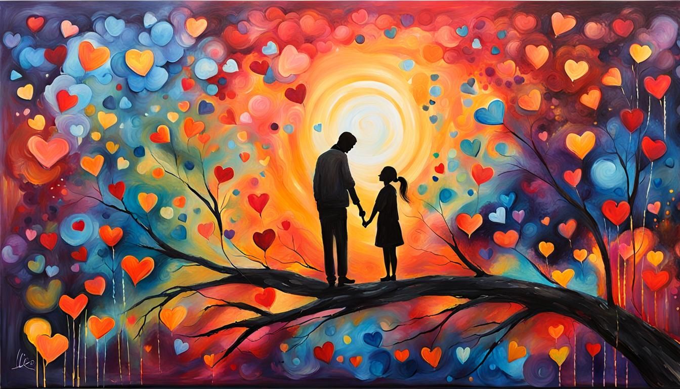 Abstract Painting of Love and Connection