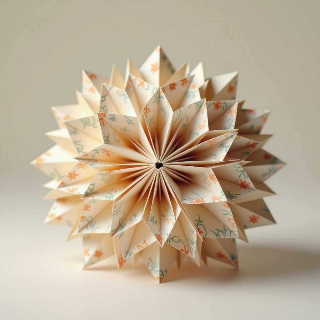 Intricate Origami Papercraft Sculpture in 8K