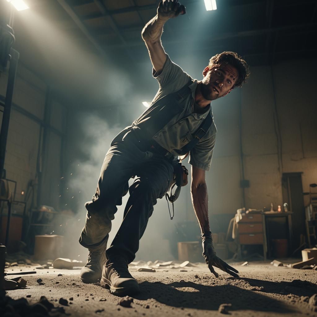 Dramatic Film Still of Workplace Injury
