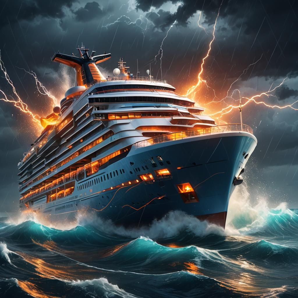 Cruise Ship Eats Boat in Stormy Sea