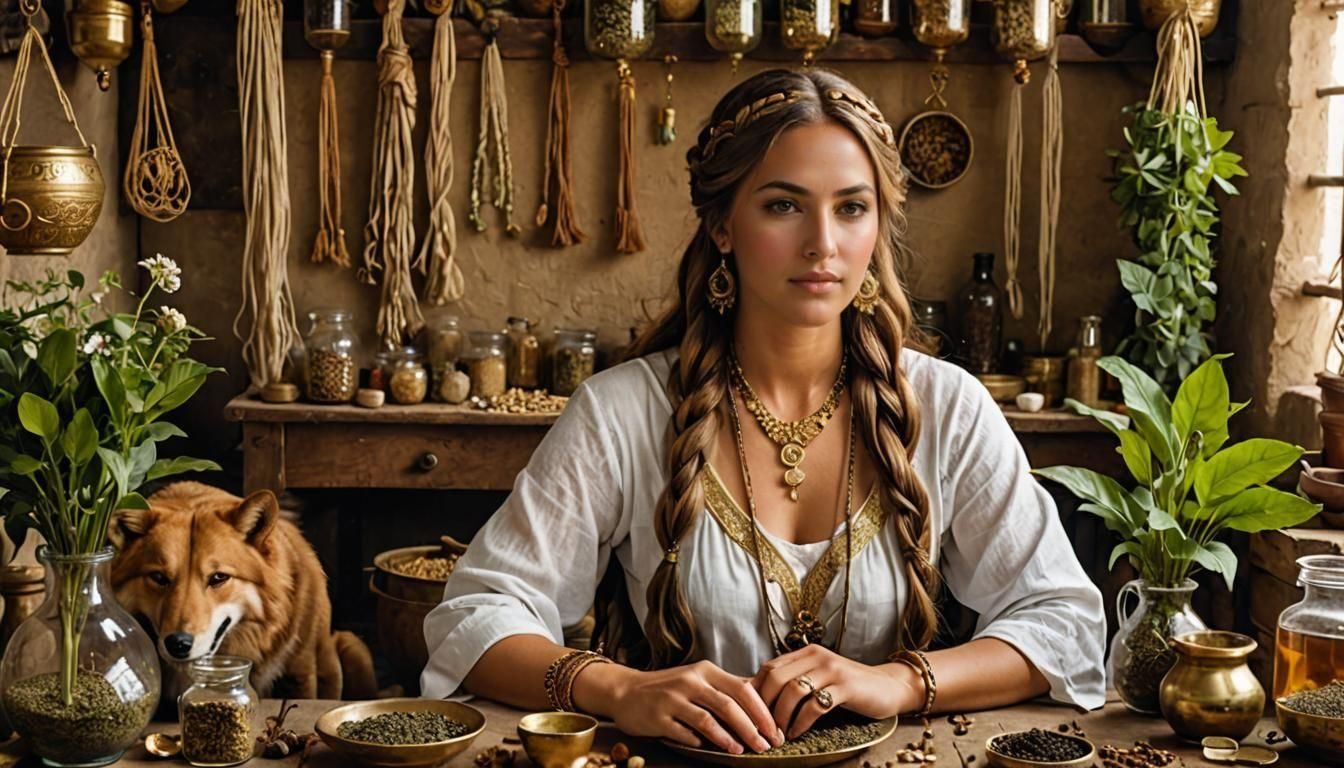 Gula, Mesopotamian Goddess of Healing, Preparing Medicine