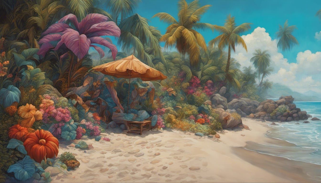 Enchanted Lush Beach in Belize: Hyperrealistic 16k Photo